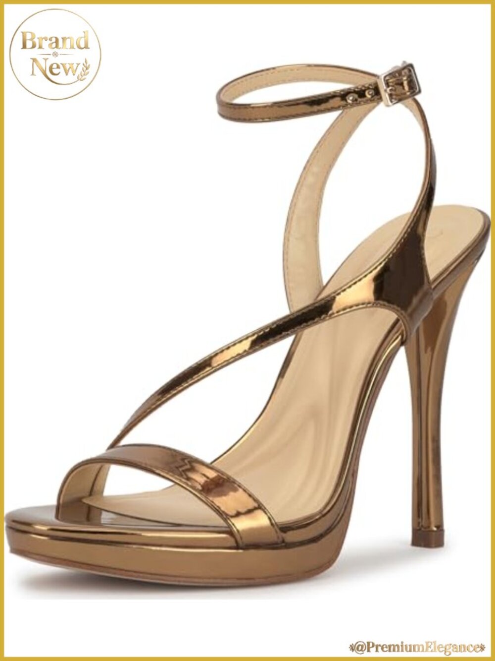 Faux Leather Stiletto Heel Ankle Strap Sandals 4.5in Platform
